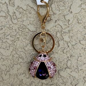 Sparkling Gold and Purple Ladybug Keychain